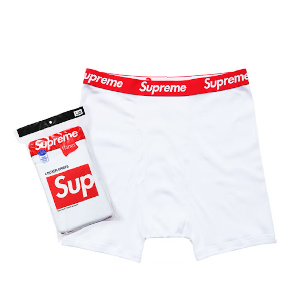 Supreme Hanes Boxer Briefs (4 Pack) White