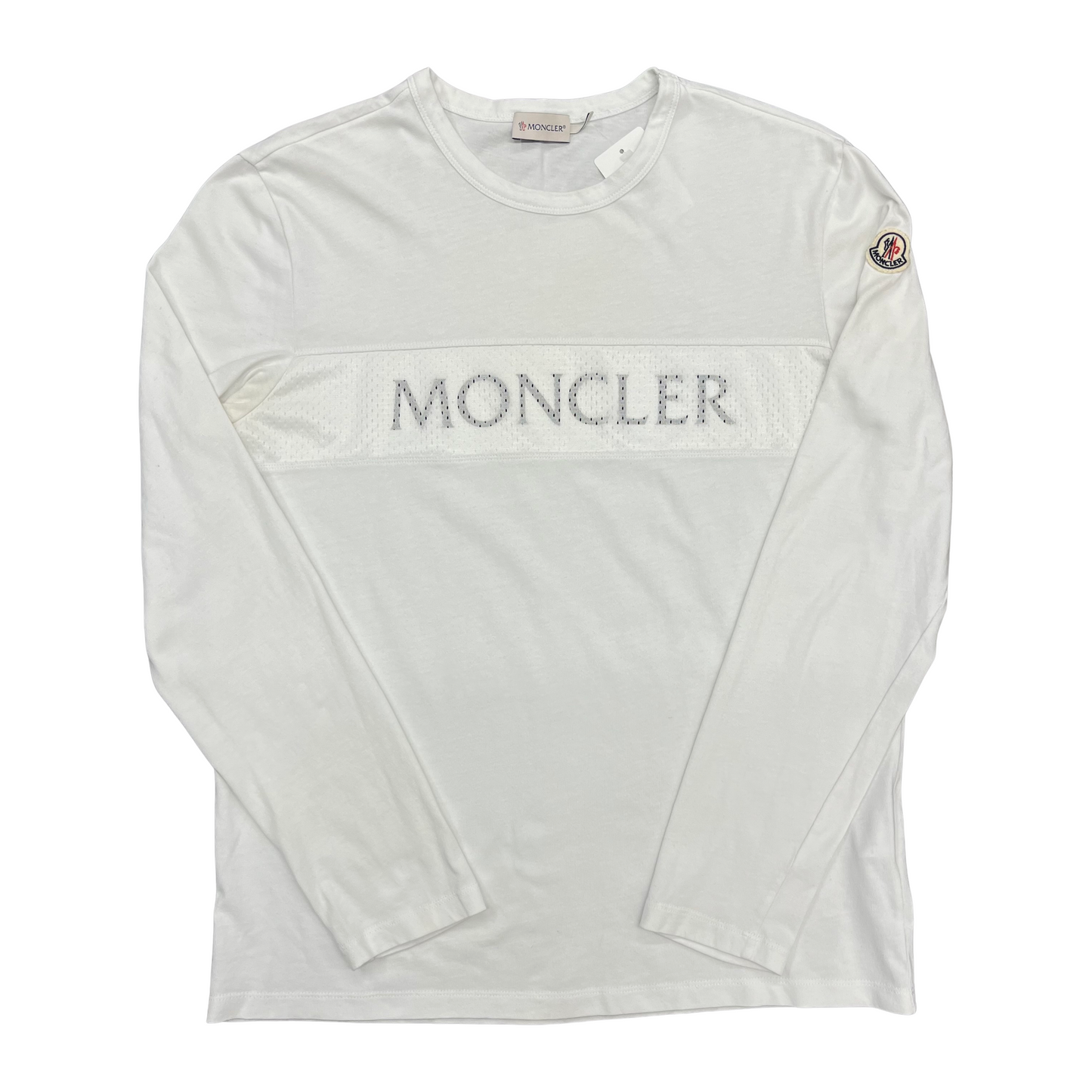 Used Moncler White Mesh Longsleeve - Sz L
