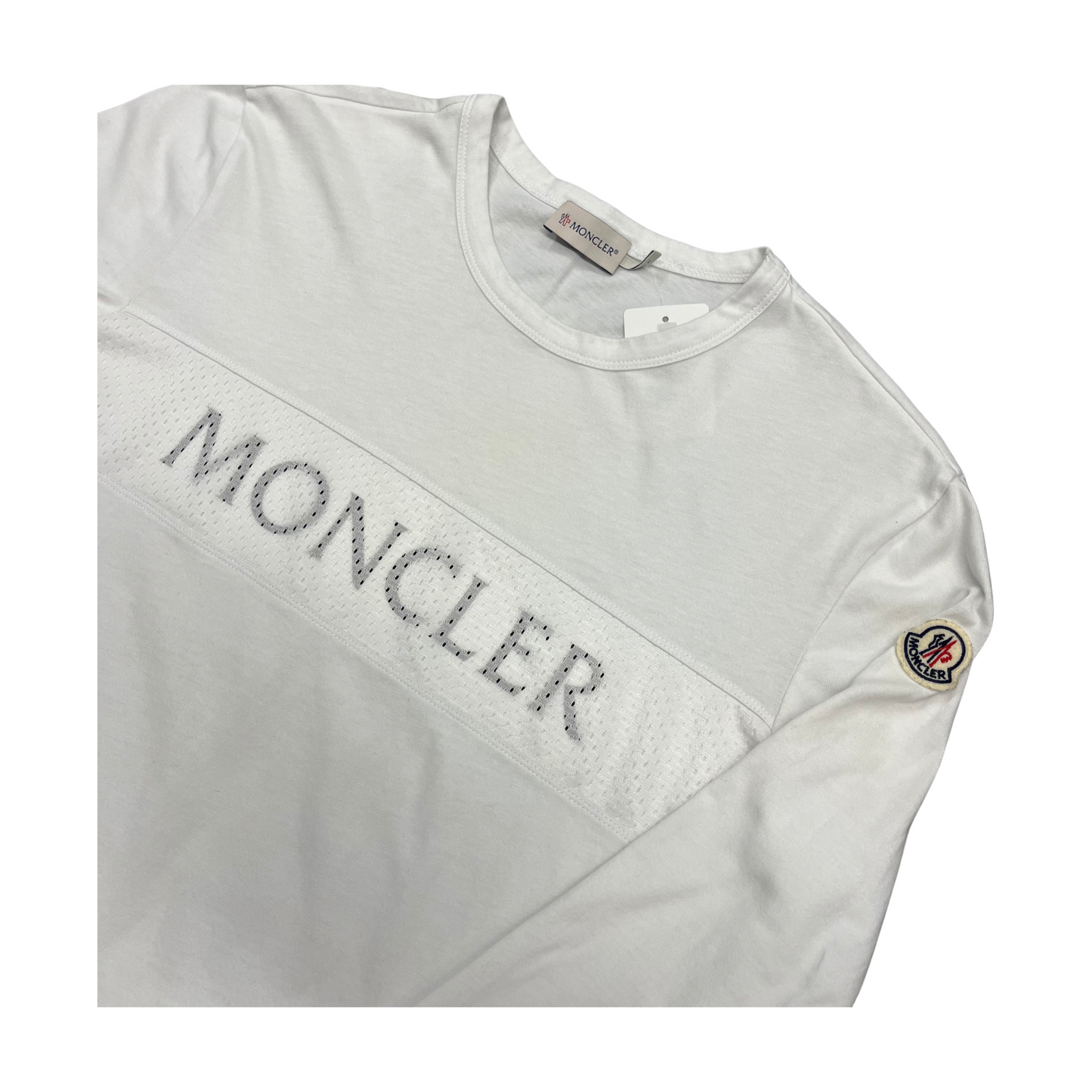 Used Moncler White Mesh Longsleeve - Sz L
