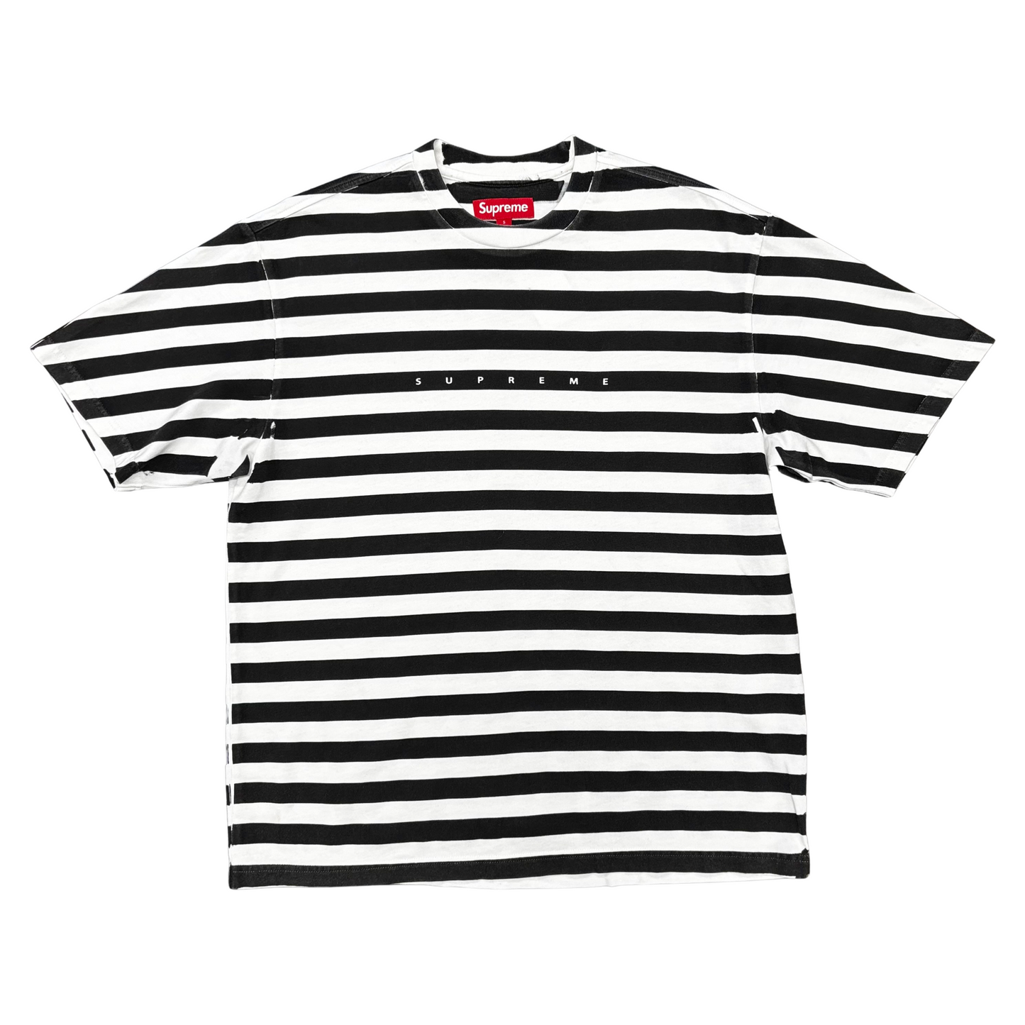 Used Supreme Bar Stripe Black Tee - Sz S