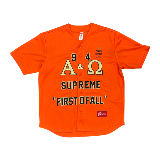 Used Supreme Alpha Omega Baseball Jersey - Sz M