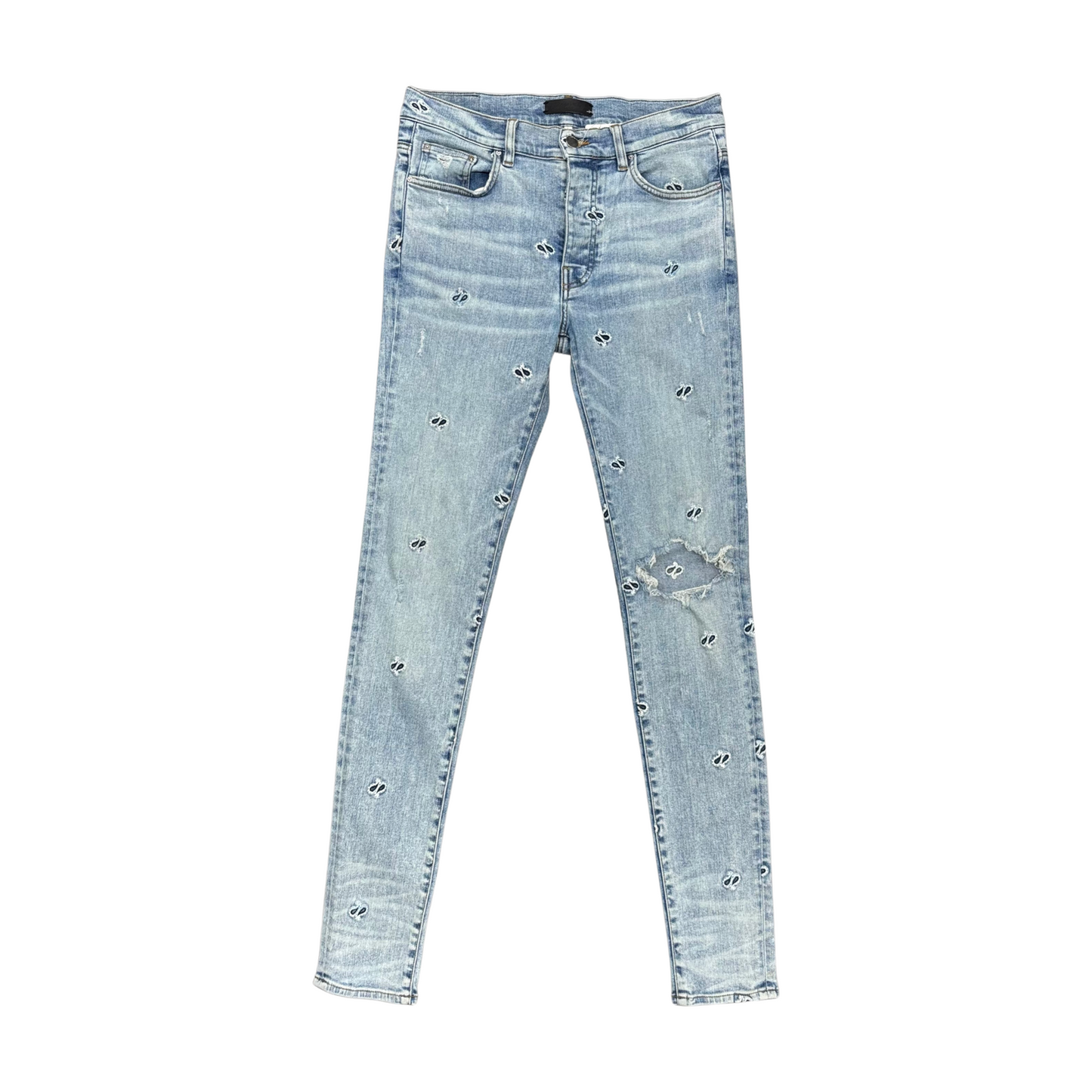 Used Amiri Embroidered Paisley Broken Jeans - Sz 32