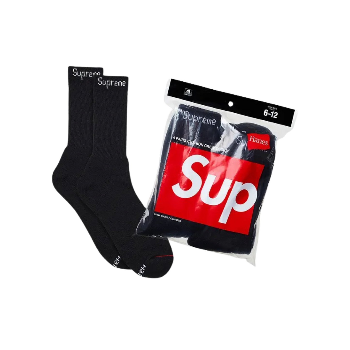 Supreme Hanes Crew Socks - Black