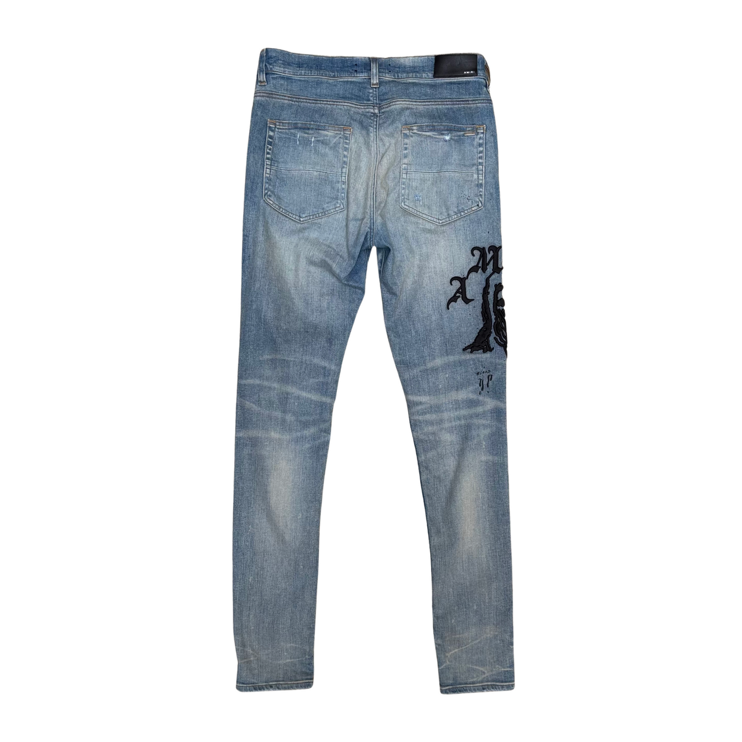 Used Amiri MX1 Skeleton Patch Denim Jeans- Sz 33