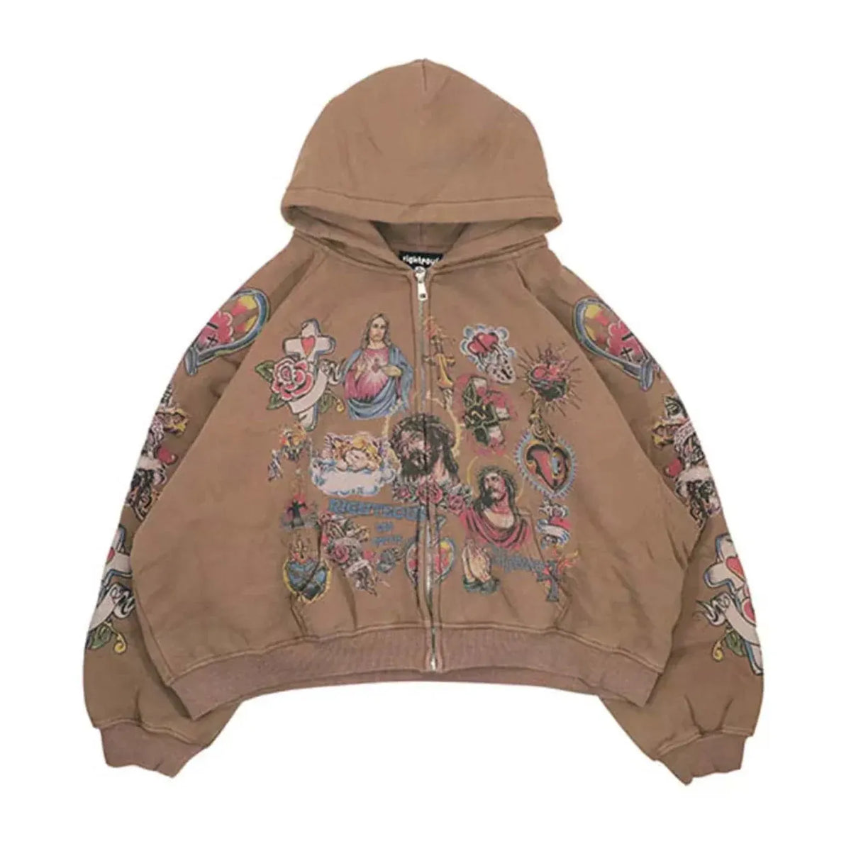 Righteous Risen King Zip Up Hoodie Brown