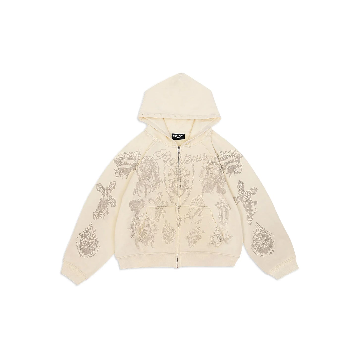 We Are Righteous "Tatted Believer" Zip Up - Cream