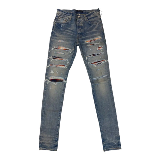 Amiri MX1 Plaid Thrasher Clay Indigo Denim Jeans