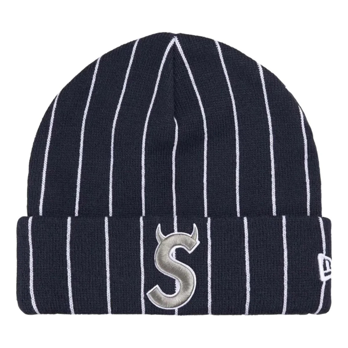 Supreme New Era Devil S Logo Beanie - Pinstripe