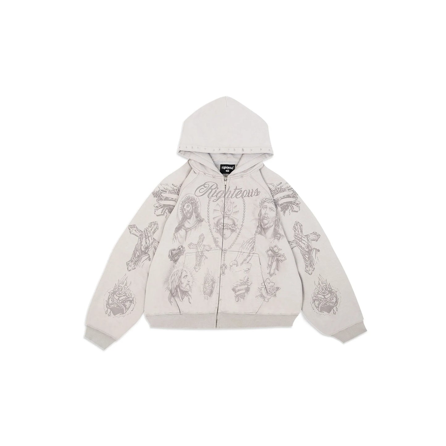We Are Righteous "Tatted Believer" Zip Up - Grey