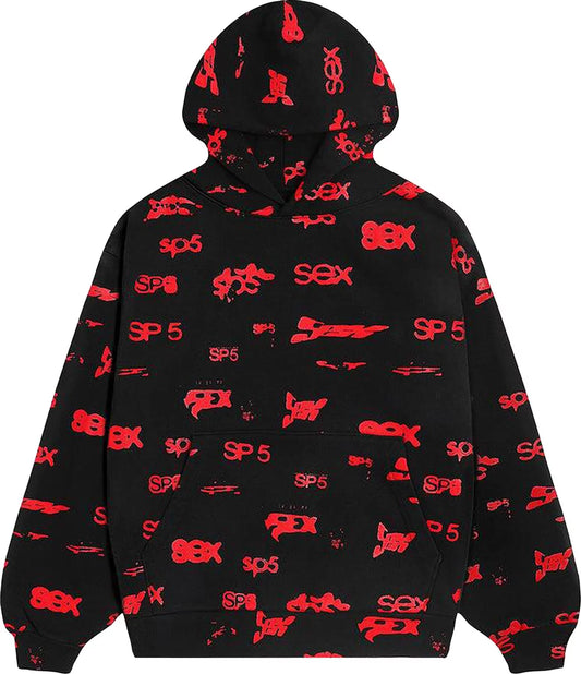 Sp5der Hoodie Black S*X AOP