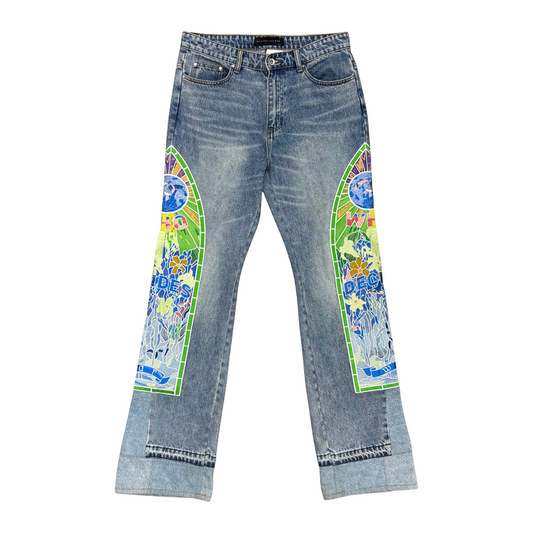 Used Who Decides War Patch Denim Jeans - Sz 32