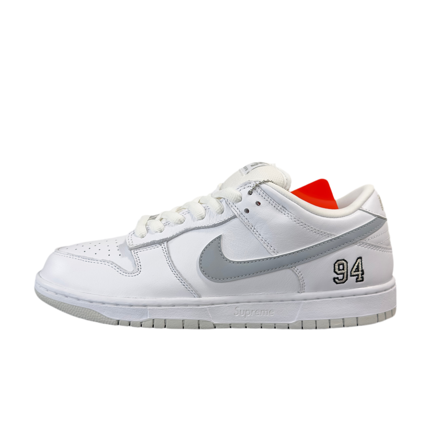 Nike SB Dunk Low Supreme 94 White Metallic Silver