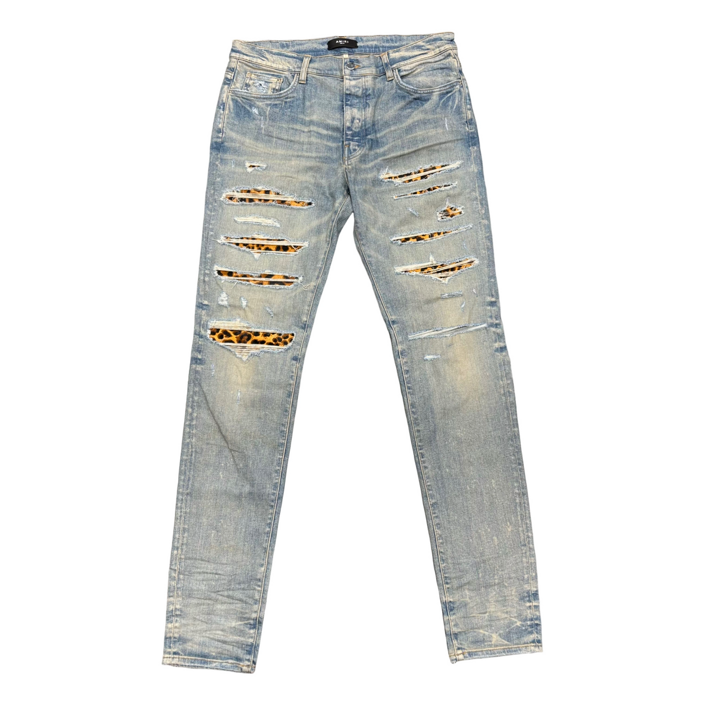 Used Amiri Leopard Thrasher Denim - Sz 36