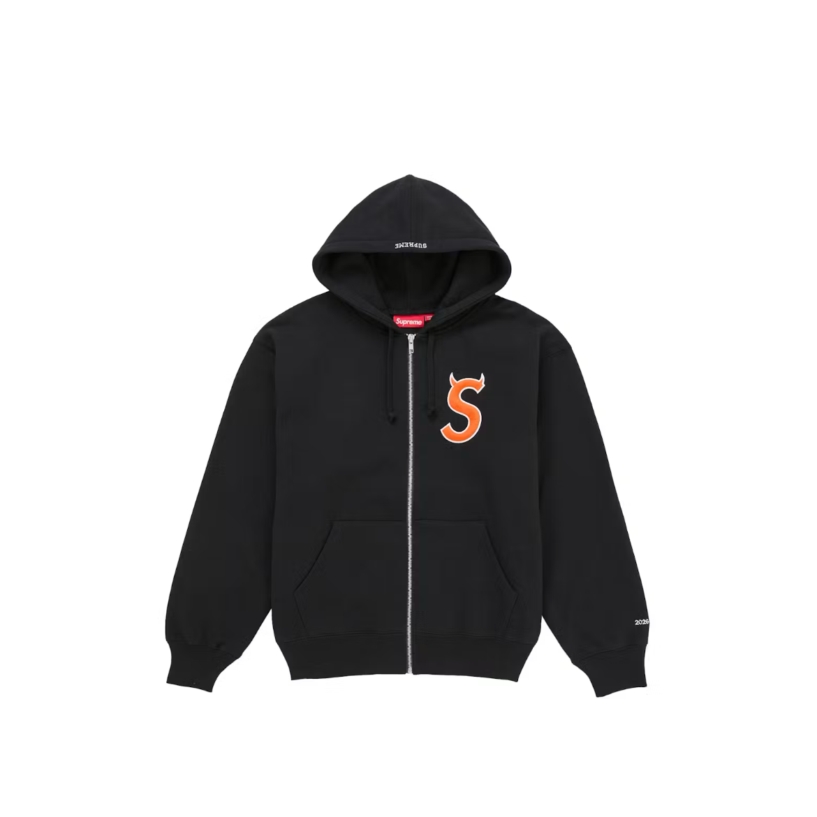 Supreme S Devil Logo Zip Up Fit - Black