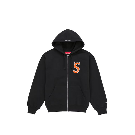Supreme S Devil Logo Zip Up Fit - Black