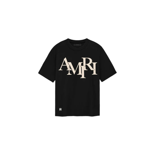 Amiri Staggered Logo Black T-Shirt