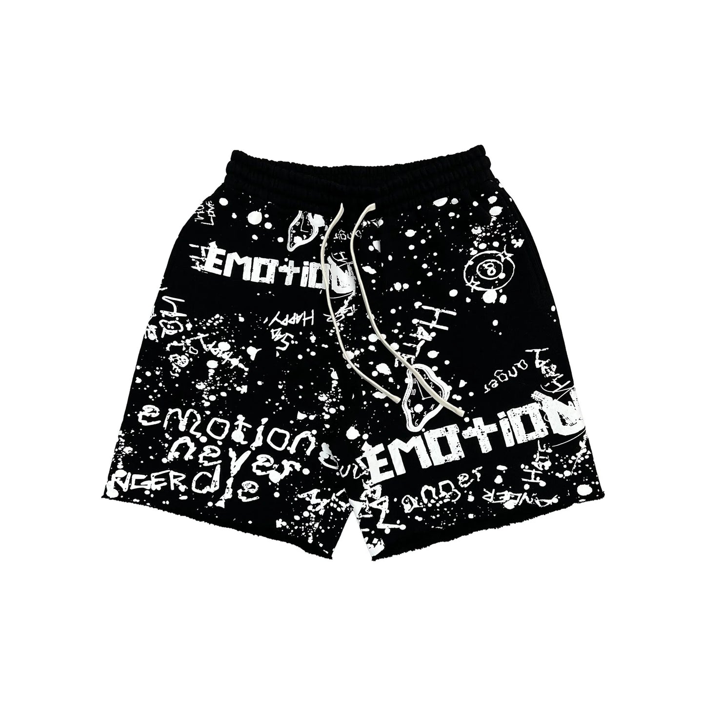Mixed Emotion Graffiti Shorts - Black