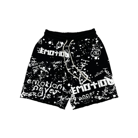 Mixed Emotion Graffiti Shorts - Black