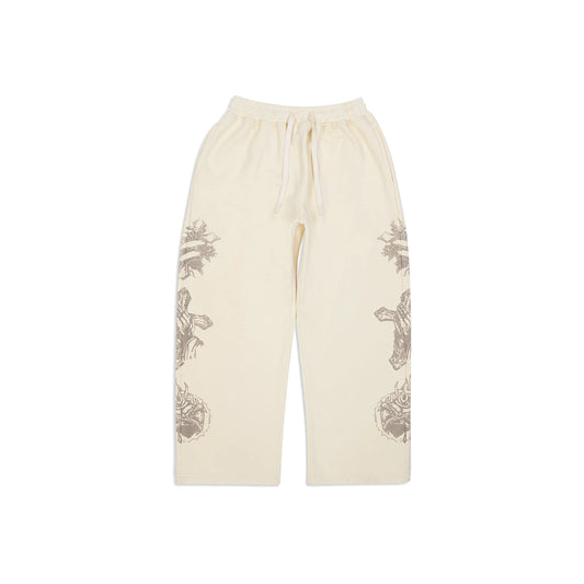 We Are Righteous "Tatted Believer" Sweatpants - Cream
