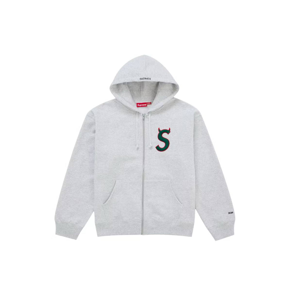 Supreme S Devil Logo Zip Up Fit - Grey