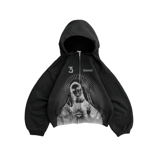 Bravest Studios Black Mary Zip Up Hoodie