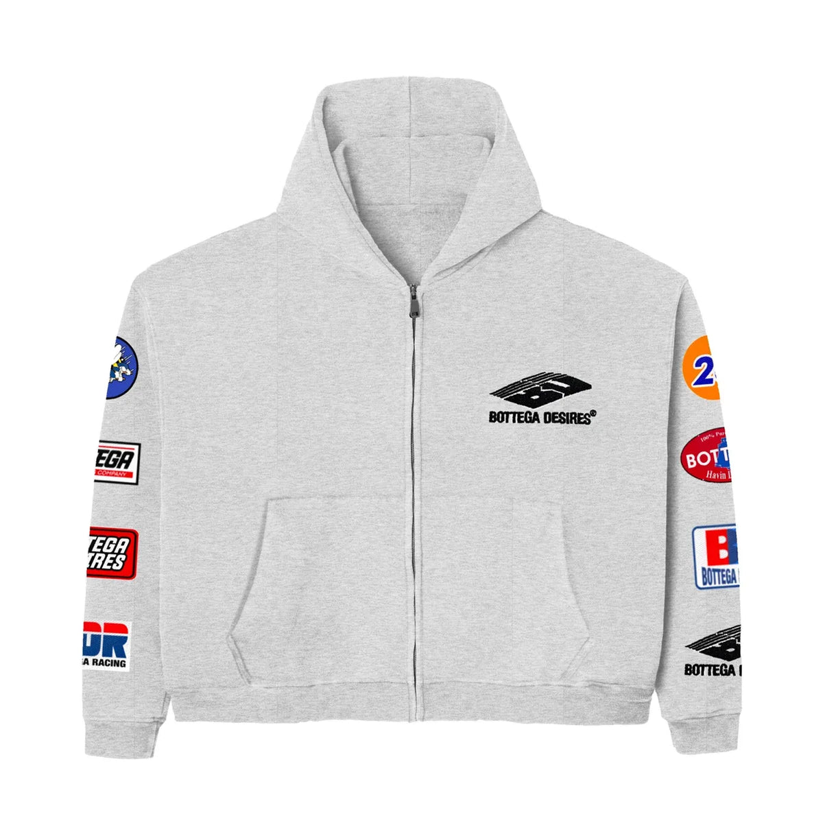 Bottega Desires Patches Zip Up Hoodie