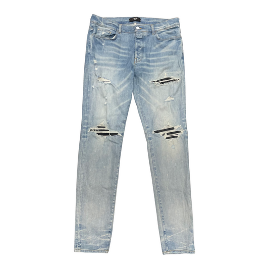 Used Amiri Mx1 Black Patch Jeans - Sz 38