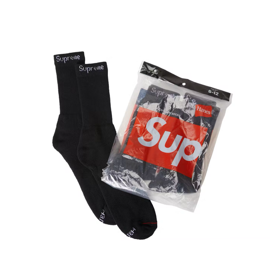 Supreme Hanes Socks (4 Pack) Black
