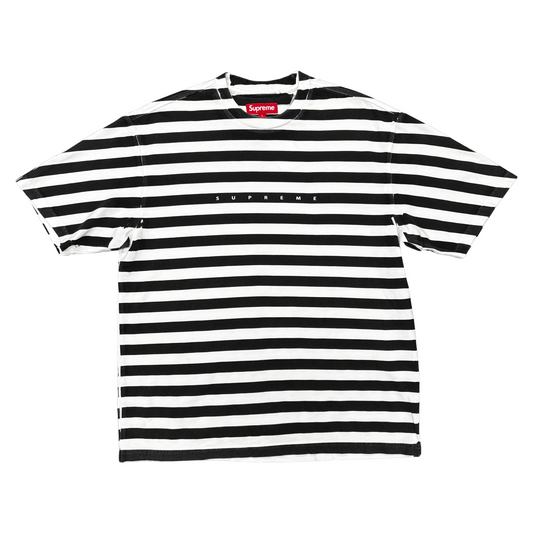 Used Supreme Bar Stripe Black Tee - Sz S