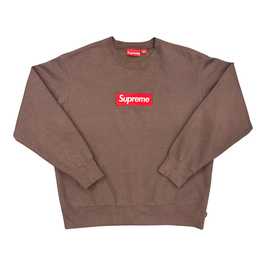 Used Supreme Box Logo Crewneck Brown - Sz S
