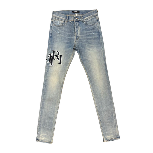 Used Amiri Staggered Embroidered Logo Jeans - Sz 31