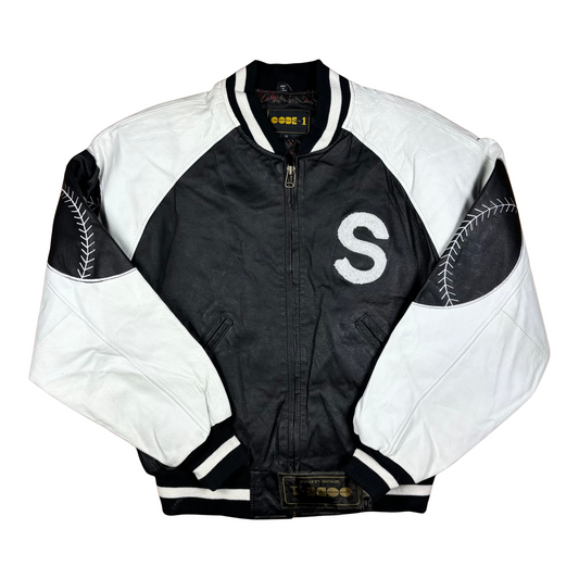 Vintage White Sox Leather Varsity Jacket - Sz S