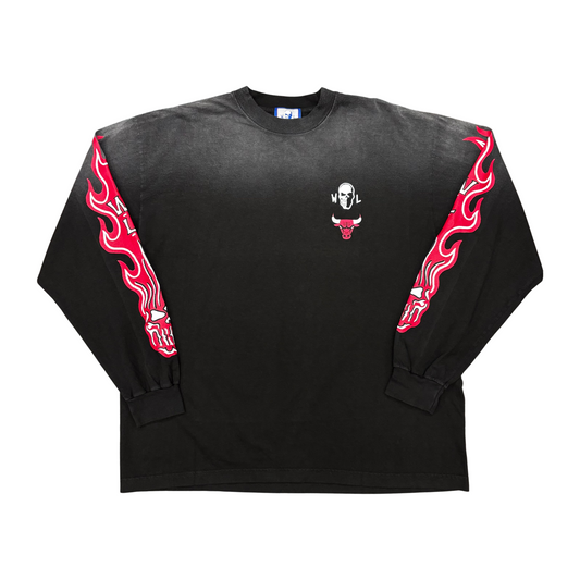 Warren Lotas Chicago Bulls Flames Long Sleeve Tee - Sz XL