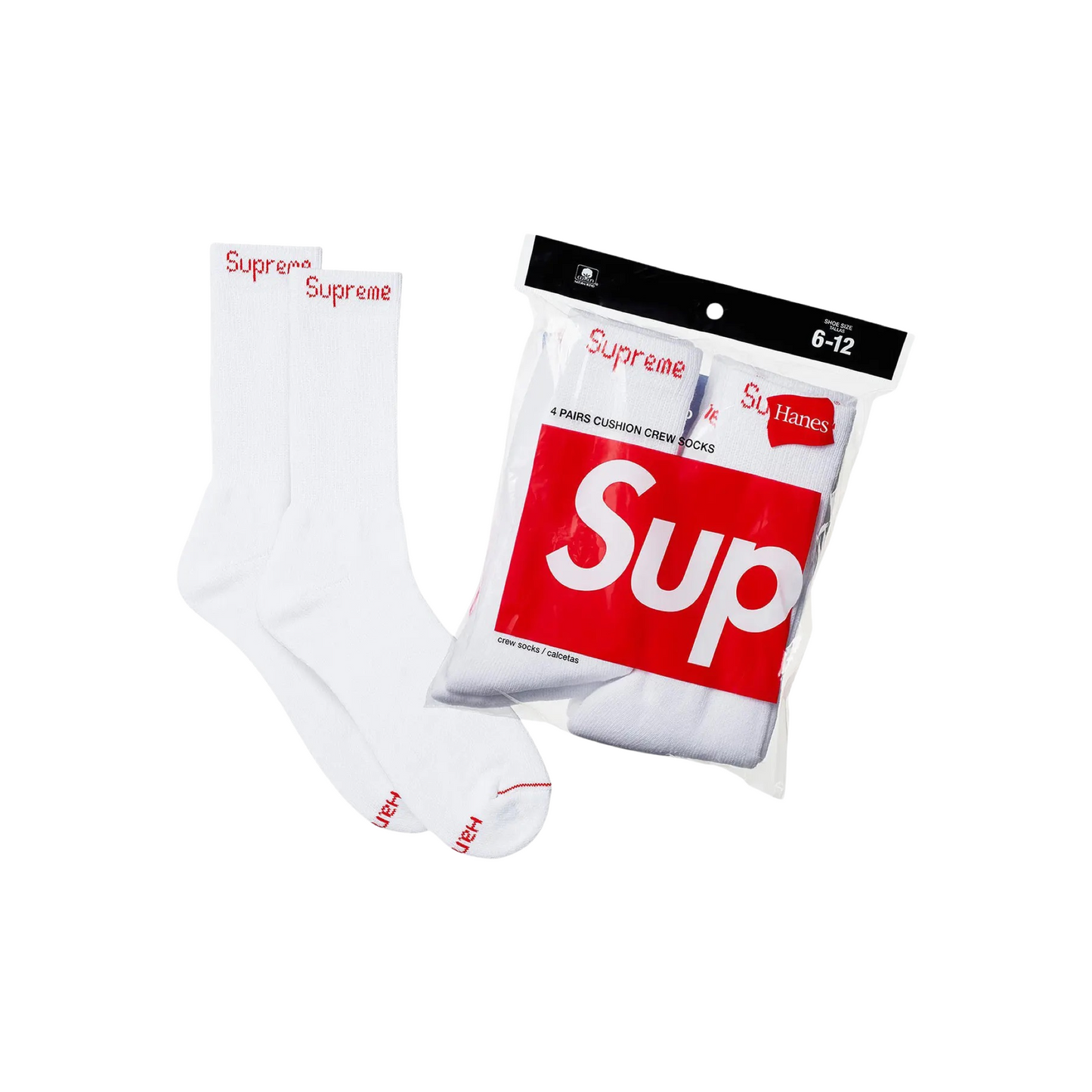 Supreme Hanes Crew Socks - White