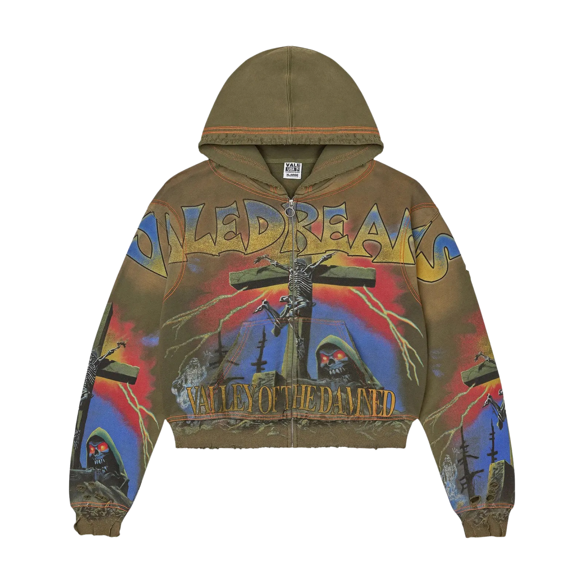 Vale Forever Damned Zip Up Hoodie - Green – ShopBoneyardChicago