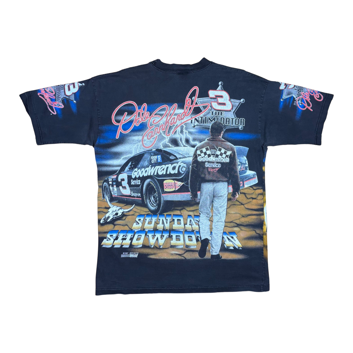 Used Vintage All Over Racecar T- Sz L