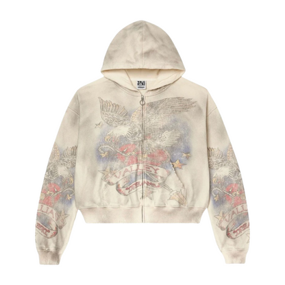Vale Forever Nostalgia Zip Up Hoodie - Cream