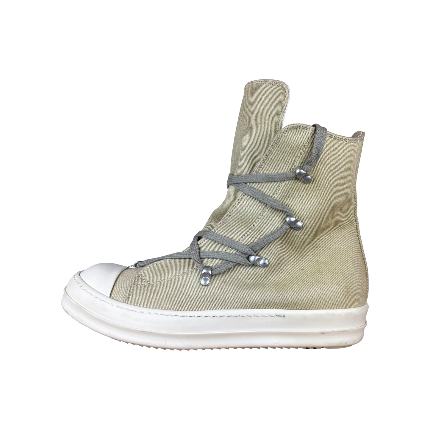 Used Rick Owens Hexa Lace Sneakers Parchment - Sz 42