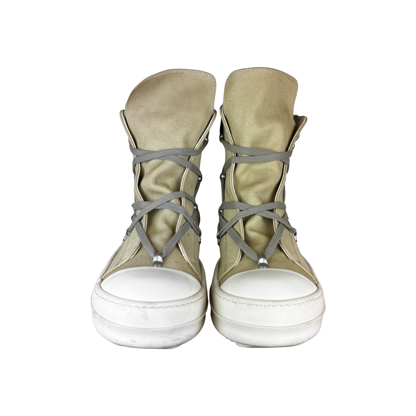 Used Rick Owens Hexa Lace Sneakers Parchment - Sz 42