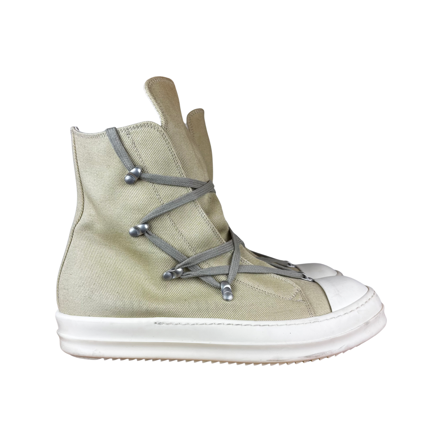 Used Rick Owens Hexa Lace Sneakers Parchment - Sz 42
