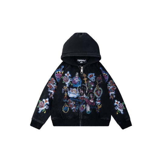 Kids "Risen King" Cropped Zip (Black)