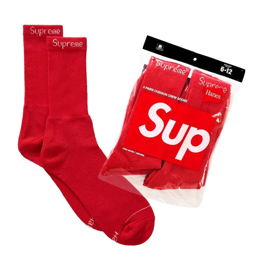 Supreme Hanes Crew Socks (4 Pack) - Red
