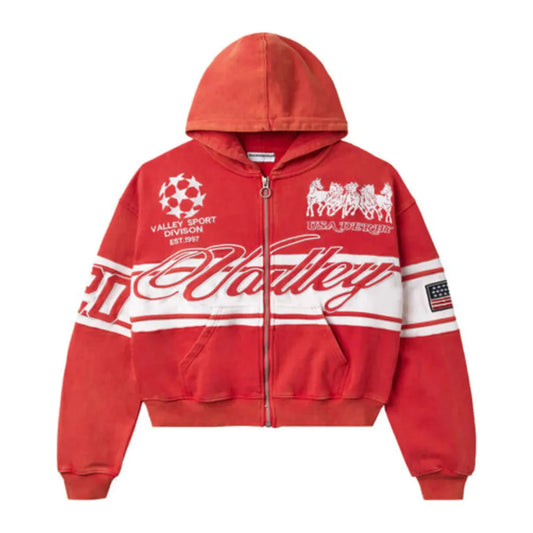 Vale Cursive Zip Up Red