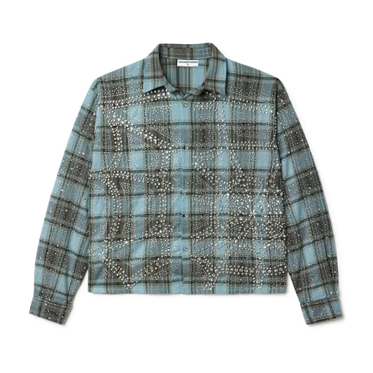 Vale Forever Ocean Blue Bling Flannel - Sz L
