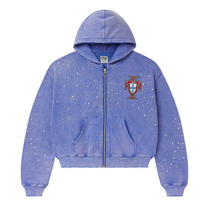 Vale Forever Sun Clustered Zip Up Hoodie - Blue