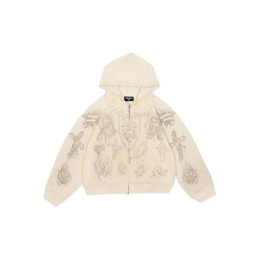 We Are Righteous "Tatted Believer" Zip Up - Cream