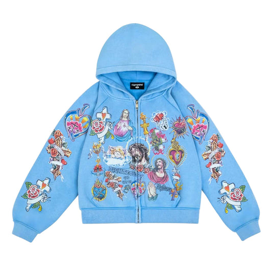 We Are Righteous Risen King Zip Up - Blue