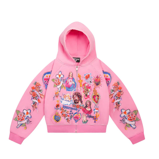 We Are Righteous Risen King Zip Up - Pink