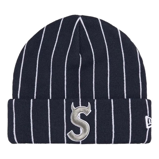 Supreme New Era Devil S Logo Beanie - Pinstripe